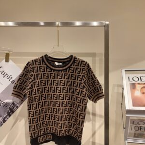 FENDI 펜디 올오버 자카드 니트 반팔 티셔츠 의류