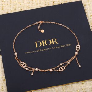 디올 CD 로고 진주 레이어드 체인 목걸이