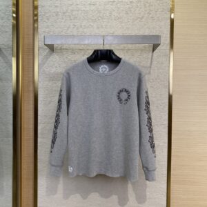 크롬하츠 플라워 프린트 그레이 롱슬리브 티셔츠