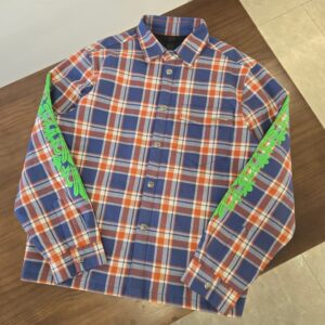 GTR공장 크롬하츠 24FW 소매 그린 십자가 체크 긴팔 셔츠