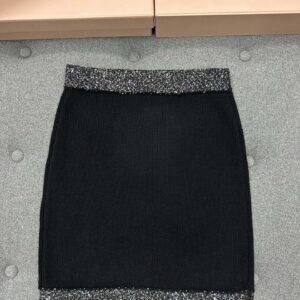 TJ공장 미우미우 캐시미어 반짝이 이음 스커트 블랙 miumiu