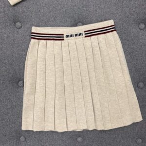 TJ공장 미우미우 모노그램 캐시미어 플리트 스커트 miumiu