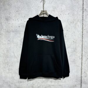 [사슬공장] 발렌시아가 용해 웨이브 모노그램 프린트 후드티 블랙 balenciaga 남녀공용