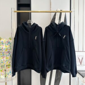 V공장 생로랑 24FW 로고 반지퍼 후드티 블랙 남녀공용