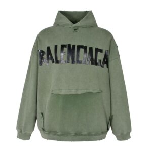[잔디집2] 발렌시아가 테이프 BB 모노그램 대미지 후드티 그린 balenciaga 남녀공용