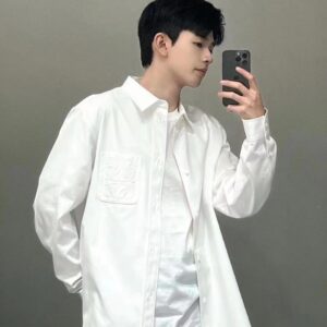 로에베 엠브로이더드 코튼 셔츠