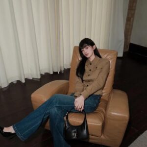 생로랑 코튼 서지 크롭 재킷