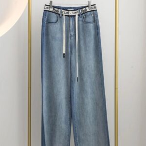 셀린느 로고 밴딩 와이드 데님 팬츠