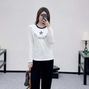 디올 스타 로고 포인트 라운드넥 롱슬리브 티셔츠