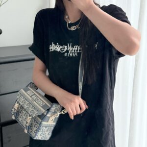디올 오블리크 샴브레이 이펙트 자수 블루 소재 스몰 디올캠프 백