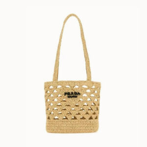 PRADA 프라다 로고 자수 크로셰 토트백 1386362