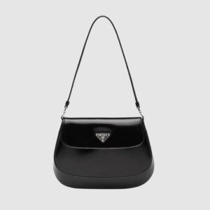 PRADA 프라다 플랩 클레오 브러쉬드 레더 숄더백 블랙 1BD311-ZO6-F0002
