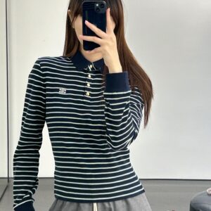셀린느(Celine) 트리옹프 로고 단가라 긴팔 카라티