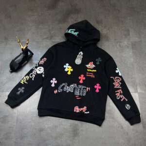 [M~2XL]크롬하츠 멀티 레터링 크로스 패치 후드티