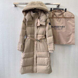 [S~XL]버버리 여성 후드 롱 다운 패딩 베이지