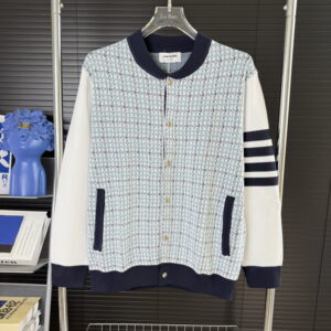 [M~2XL]톰브라운 배색체크메탈 버튼 4바 니트 자켓