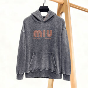 [M~3XL]미우미우 MIU 엠보로고 피그먼트 워싱 후드티