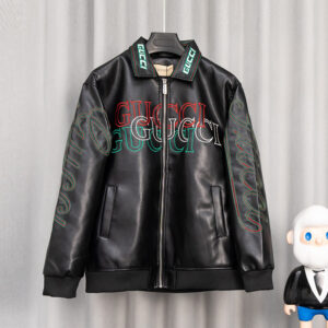 [M~2XL]구찌 자수 레터링 멀티로고 레더 자켓