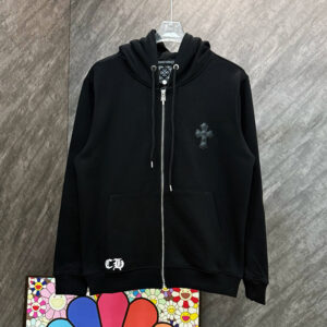 [S~XL]크롬하츠 레더 크로스 빅패치 후드집업