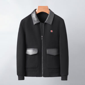 [M~4XL]버버리 레더 카라 포켓 울 코트 자켓