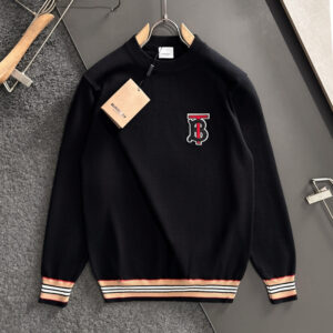 [M~3XL]버버리 TB 자수로고 체크라인 울 혼방 니트 스웨터