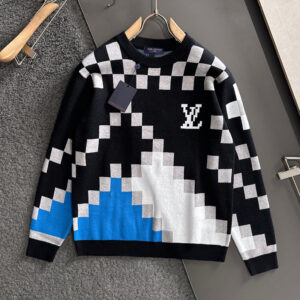 [M~3XL]루이비통 LV 픽셀 체크 크루넥 니트