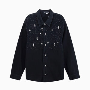 [M~3XL]크롬하츠 별빛 큐빅 크로스 블랙 셔츠