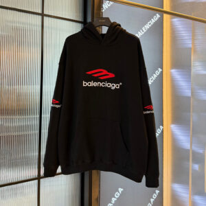 [S~XL]발렌시아가 레드 3B 자수로고 후드티셔츠