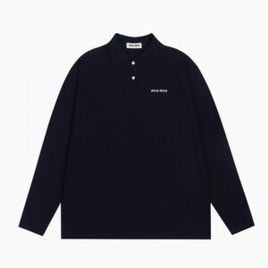 [S~XL]미우미우 베이직 스몰 자수로고 폴로 롱슬리브 티셔츠 2color