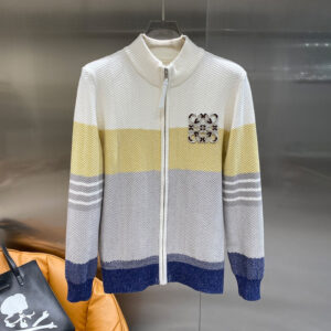 [M~3XL]로에베 멀티 배색 울 니트 집업 가디건