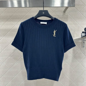 [S~L]입생로랑 YSL 브로치 스트라이프 반팔 니트