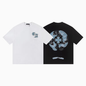 [S~XL]크롬하츠 홀스슈 데님 워싱 패치 로고 반팔 티셔츠 2color