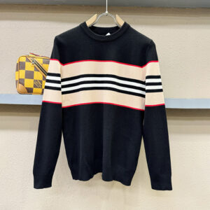 [M~3XL]버버리 스프라이프 배색 라인 니트 울 스웨터