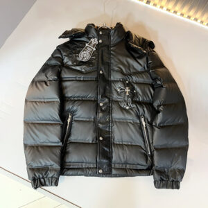 [M~3XL]크롬하츠 레더 포인트 크로스 패치 다운 패딩