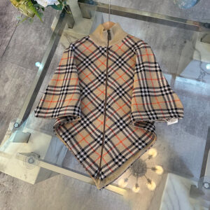 [키즈][S~L]버버리 체크 하이넥 니트 케이프