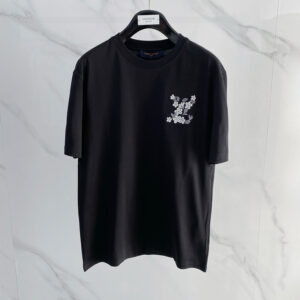 [M~3XL]루이비통 플라워 LV 자수 반팔 티셔츠 2color