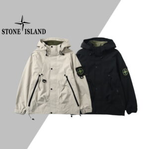 [M~2XL]스톤아일랜드 빅지퍼 벨크로 로고패치 바람막이 후드 자켓 2color