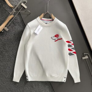 [M~3XL]톰브라운 강아지 자카드 디테일 심플 크루넥 니트 2color