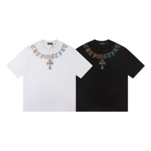 [S~XL]크롬하츠 핫픽스 투톤 넥라인 로고 반팔 티셔츠 2color