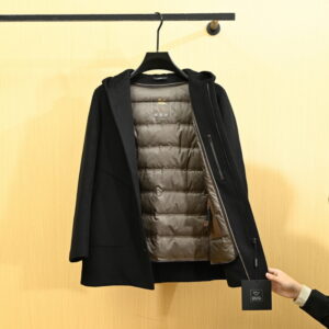 [M~4XL]프라다 클래식 이너 조끼 탈부착 후드 다운 울 모직 코트 2color