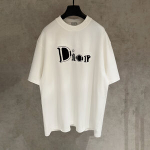 [S~2XL]디올 엠보 로고 자수 반팔 티셔츠 화이트