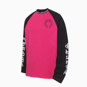 [S~XL]크롬하츠 빅 홀스슈 로고 핑크 & 브랙 래글런 긴팔 티셔츠