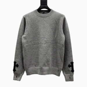 [S~XL]크롬하츠 엠보싱 로고 크로스 레더 패치 니트 스웨터