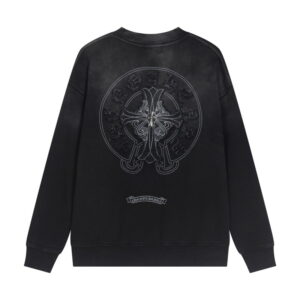 [S~XL]크롬하츠 자수로고 라운드 맨투맨 블랙
