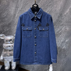 [S~XL]크롬하츠 크로스 레더패치 포켓 데님 셔츠