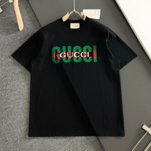 [S~3XL]구찌 3중 로고 프린팅 반팔 티셔츠 블랙