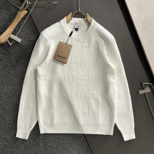 [M~3XL]버버리 자카드 로고 패턴 니트 스웨터 화이트