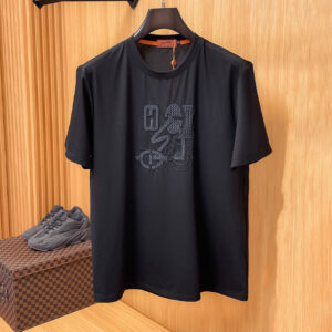 [M~3XL]에르메스 홀스 그래픽 자수 반팔 티셔츠 블랙