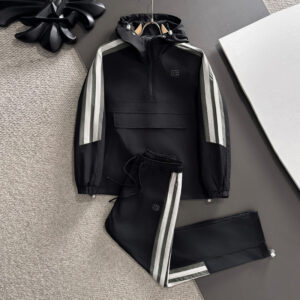 [M~5XL]발렌시아가 사이드라인 캐주얼 후드 아노락 트레이닝 세트 블랙