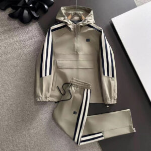 [M~5XL]발렌시아가 사이드라인 캐주얼 후드 아노락 트레이닝 세트 베이지